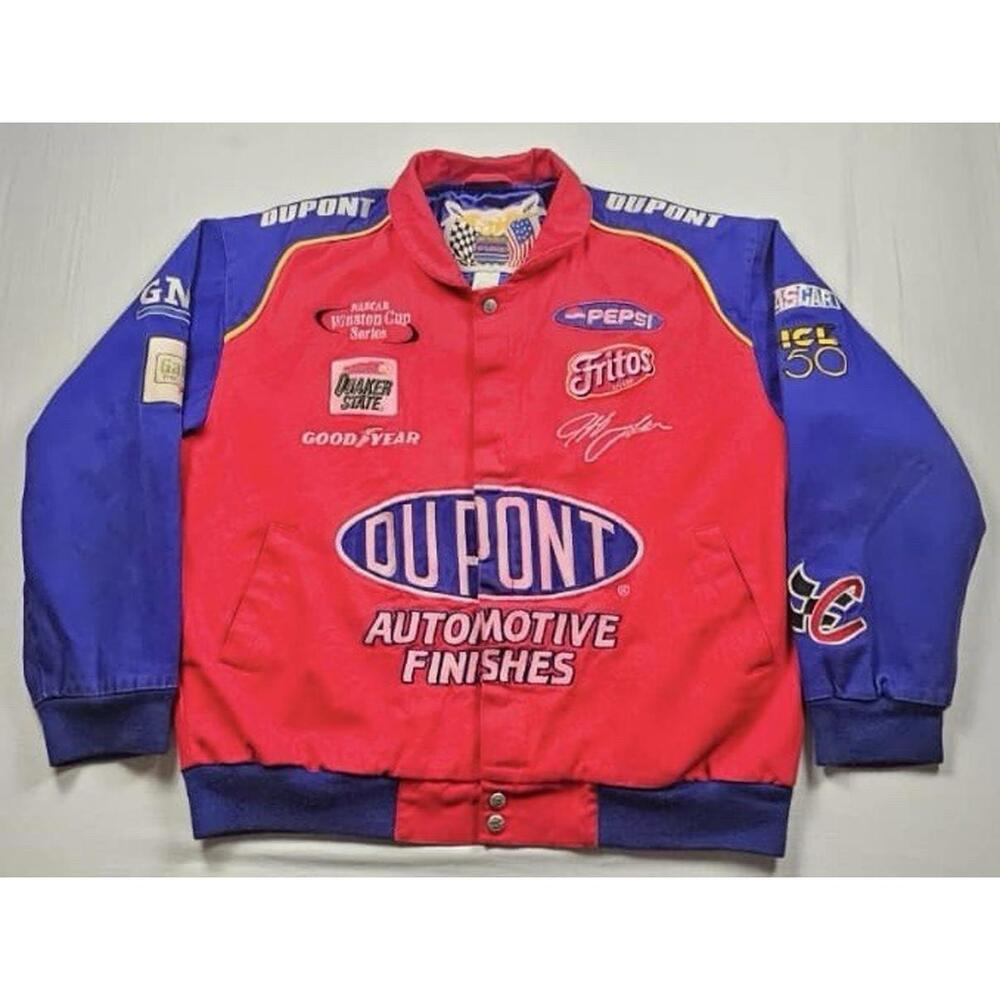 VTG NASCAR Jeff Hamilton Dupont Racing Men's Jacket‎ Medium Bleeding On Front